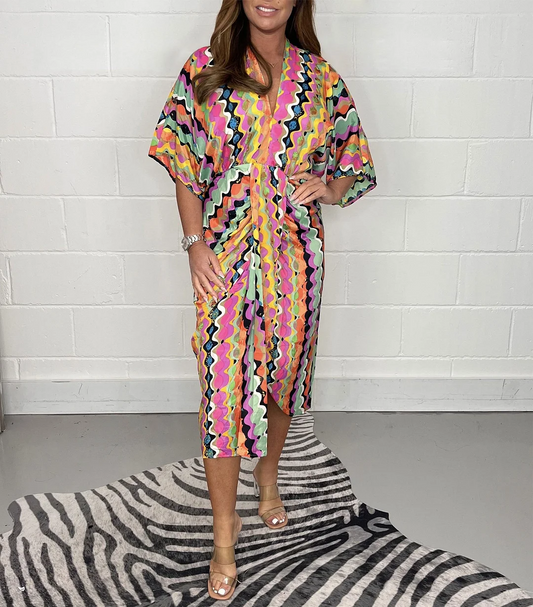 Damen-Kimono Elegant Leichtgewichtsmaterial mit V-Ausschnitt und Kimono-Ärmeln-1