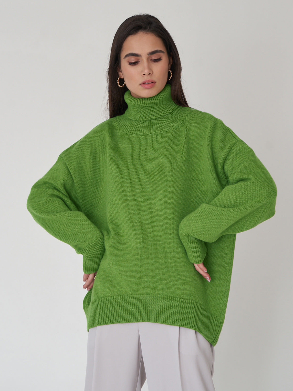 Variant image for Damen-Rollkragen-Strickpullover, lockere Passform, Winter-2