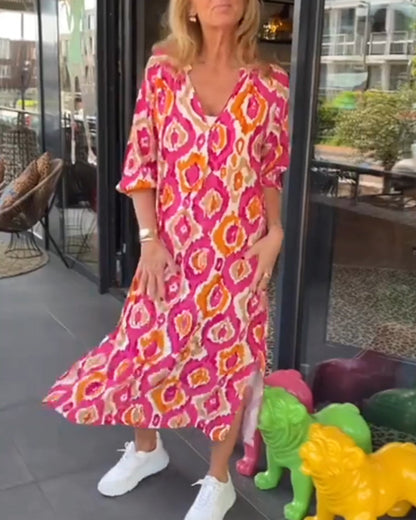 Damenkleid mit Motivprint Halbärmel Leichtes Material-1