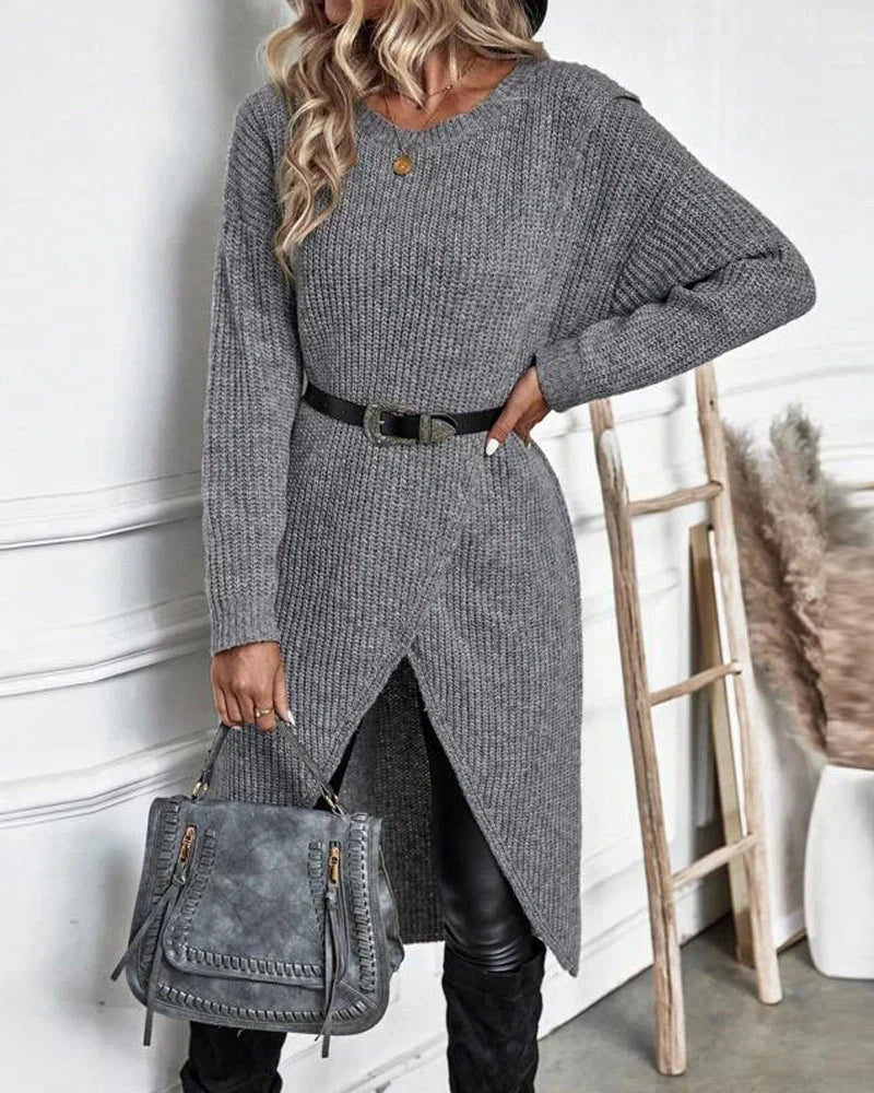 Damen-Langer Pullover, Trendiger Weicher Atmungsaktiver Faser-6