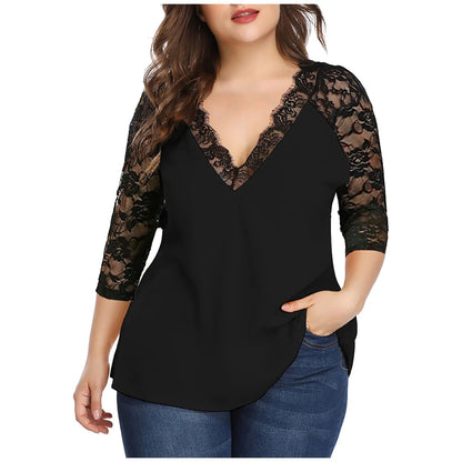 Plus-Size-Bluse, moderner Stil, Polyester, elegant komfortabel-1
