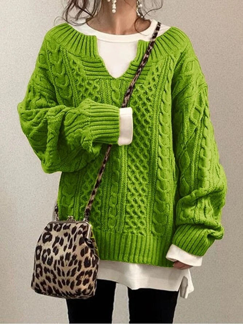 Damen-Strickpullover, oversized, geflochtene weiche Faser-1
