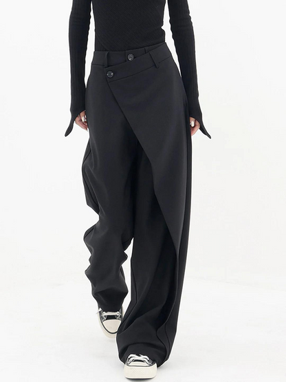 Damen-Baggyhose mit asymmetrischem Design, 100% Baumwolle-2