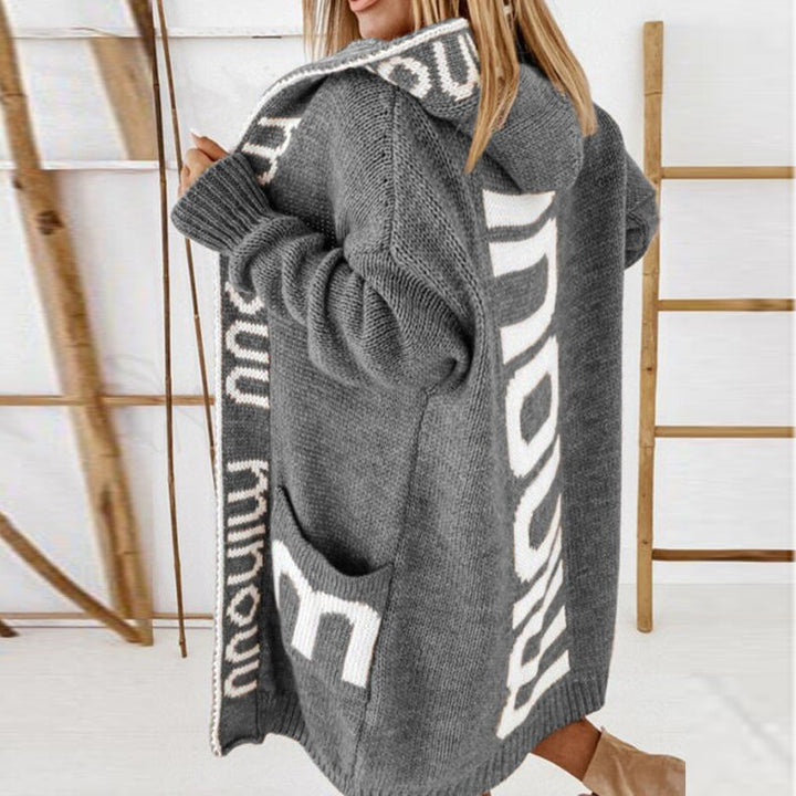 Variant image for Damenstrickjacke Hoodie Bestickt Weicher Strick-11