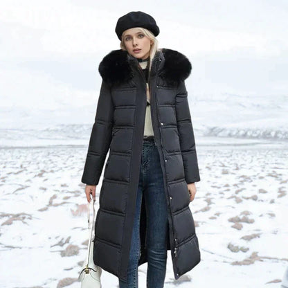 Lange Damen-Winterjacke mit Kunstfellkragen – hochwertiger Stoff für kalte Tage 7