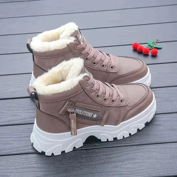 Gefütterte Damen-Winterstiefel, bequemes Gummi, Design, mit Anti-Rutsch, Sohle 5