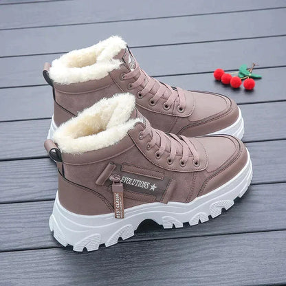 Gefütterte Damen-Winterstiefel, bequemes Gummi, Design, mit Anti-Rutsch, Sohle 5