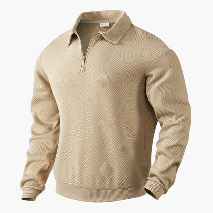 Herren-Zip-up-Pullover, geometrisches Design, Polyester, lässige Passform-1