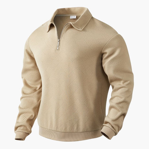 Herren-Zip-up-Pullover, geometrisches Design, Polyester, lässige Passform-1