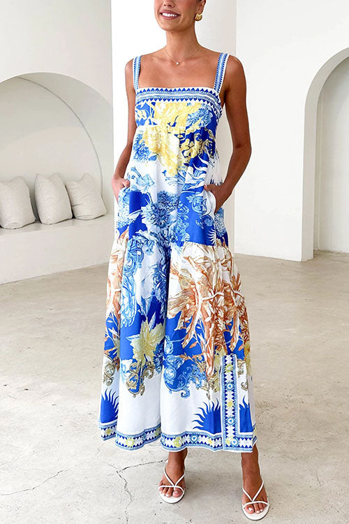 Variant image for Damen-Maxikleid, mit Seitenschlitz und Taschen, aus Baumwolle und Polyester-1