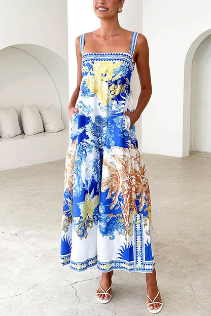 Variant image for Damen-Maxikleid, mit Seitenschlitz und Taschen, aus Baumwolle und Polyester-1