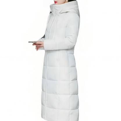 Langer Wintermantel Damen Gepolstert mit Kapuze-5
