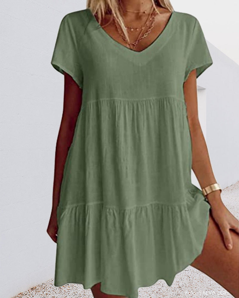 Damen-Freizeitkleid, lässig, Baumwolle, Mittlere, Länge-5