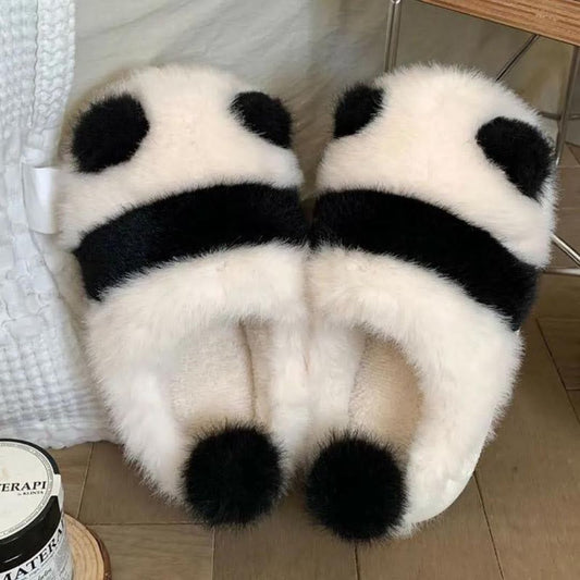 Kuschelige Hausschuhe für Damen aus Plüsch mit Cartoon-Panda-Design – bequem und stilvoll für Zuhause 1