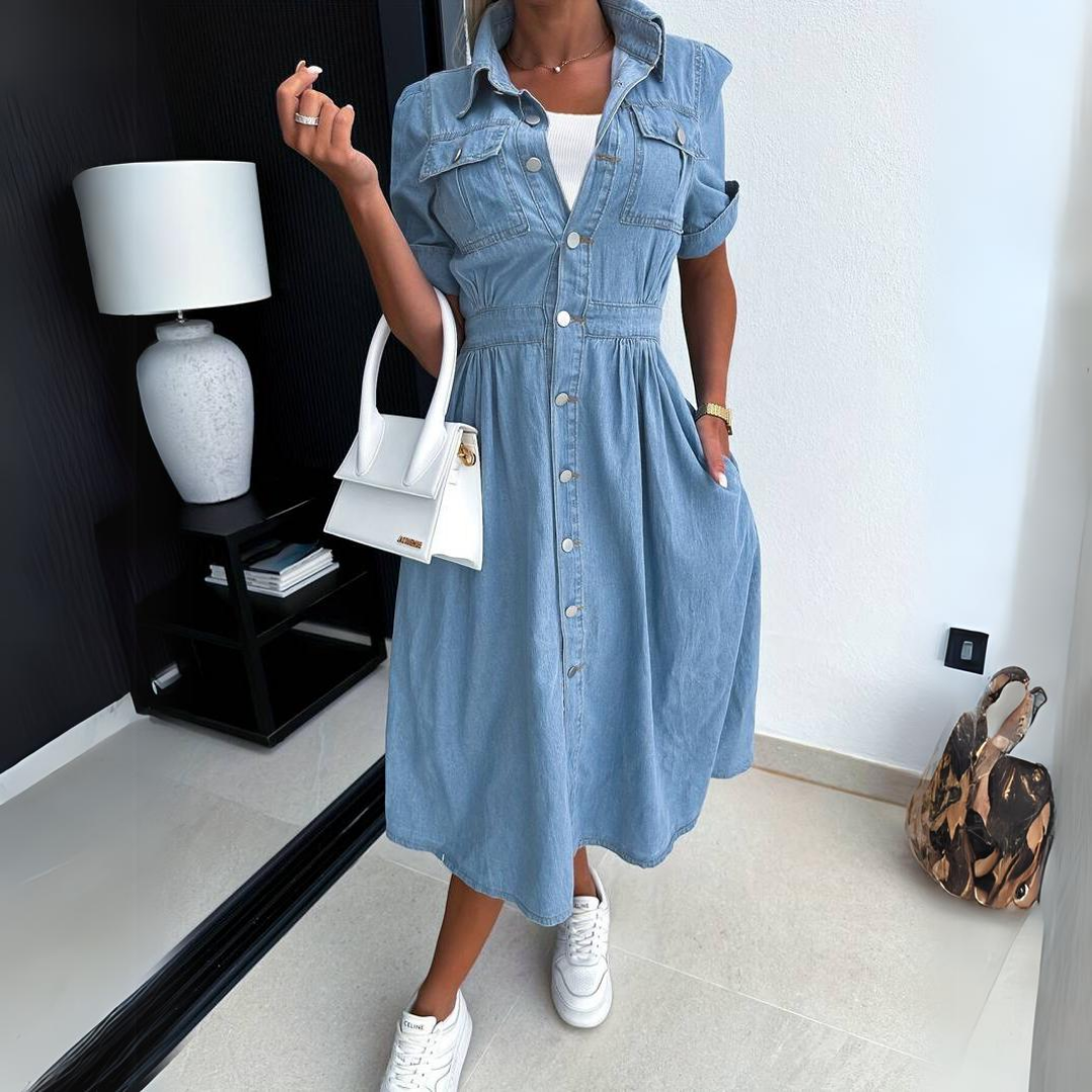 Damen-Jeans-Kleid, trendiger Stil, nachhaltiges Material-2