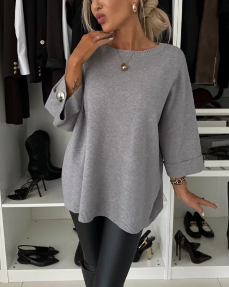 Variant image for Damen-Pullover, elegant, Viskose, Nylon, mit Knopfdetails-13