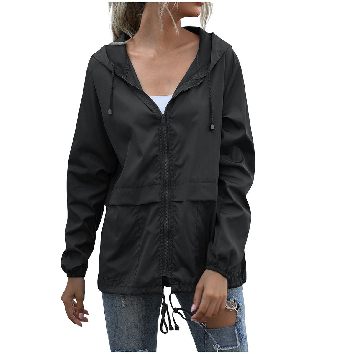 Transparente Damen-Regenjacke mit Kapuze – wasserabweisendes Material und elegantes Design, perfekt für Outdoor-Aktivitäten 8