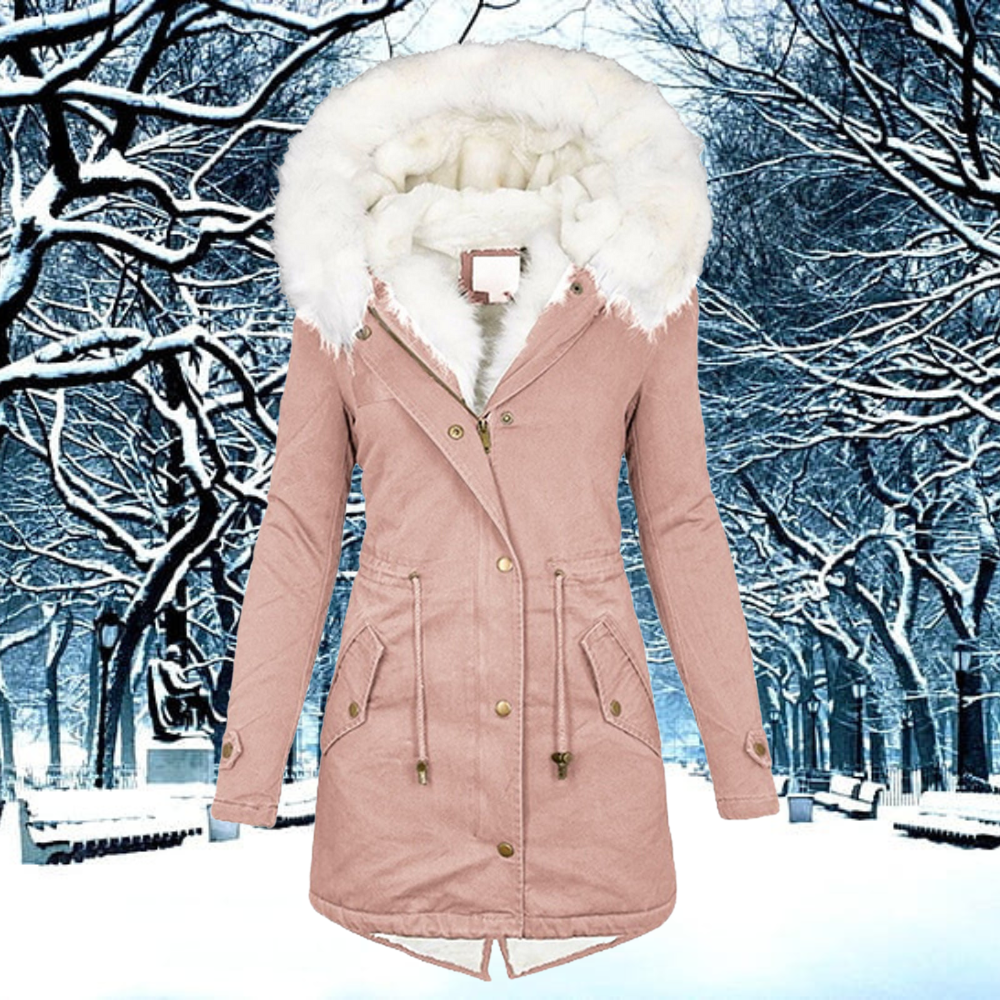 Langer Wintermantel Damen Gefüttert Polyester und Baumwolle-6