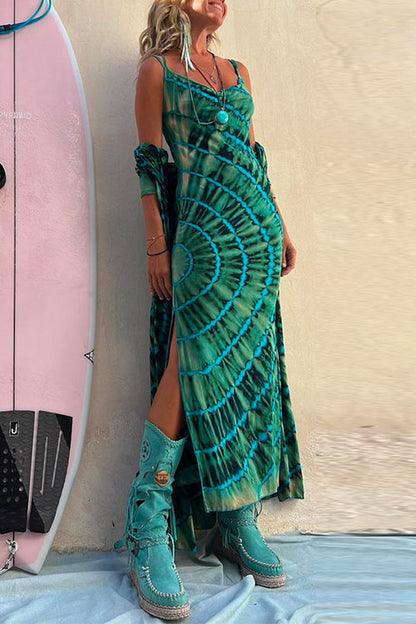 Maxikleid Damen Cami Stil Batik für Sommer - Langes Kleid aus Weiche Baumwolle und Polyester-1