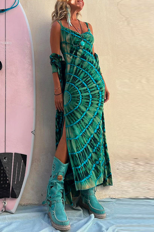 Maxikleid Damen Cami Stil Batik für Sommer - Langes Kleid aus Weiche Baumwolle und Polyester-1