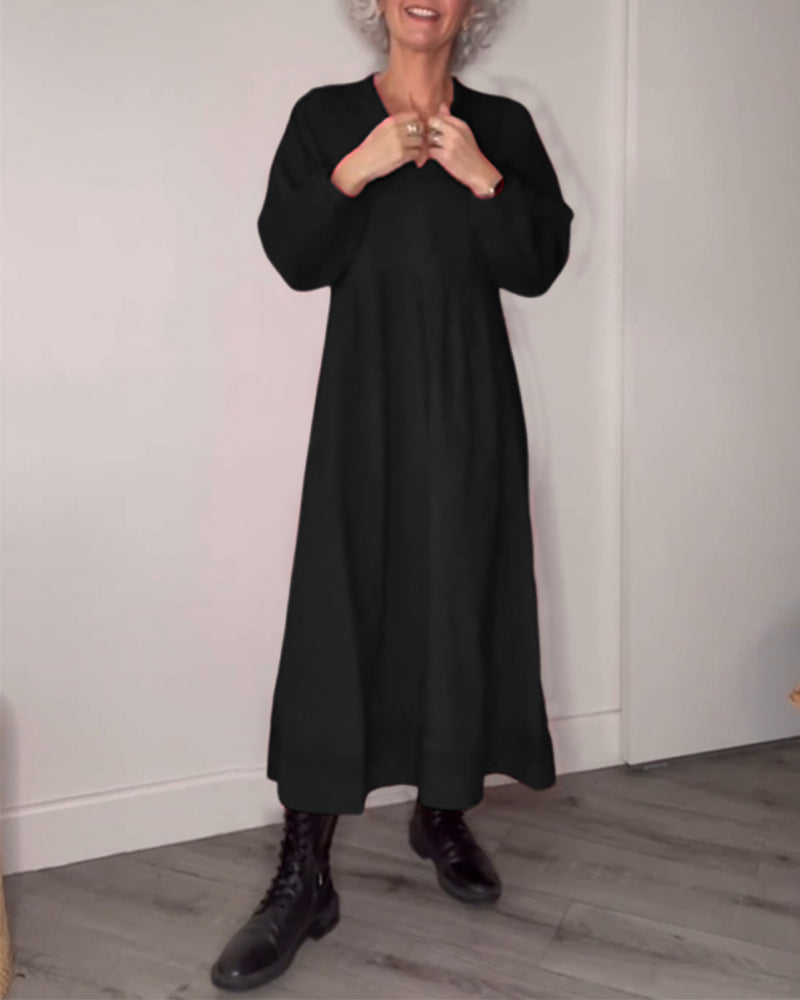 Variant image for Damen-Langes Kleid, mit Taschen, Weicher Stoff, für Alltag und Fest-7