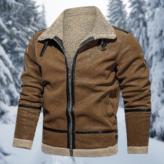 Herren-Wintermantel, Lederjacke, elegant, hochwertigem Leder-1