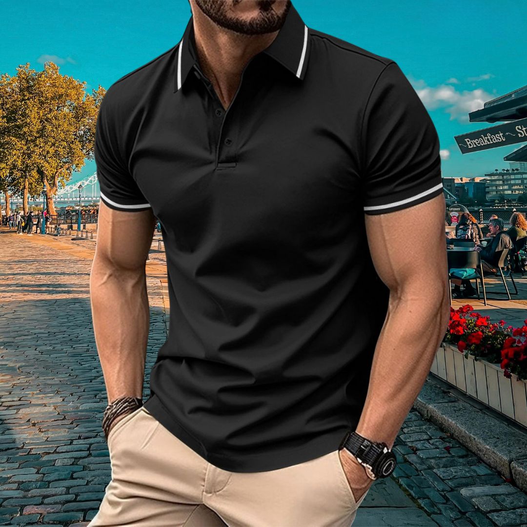 Herren Poloshirt, klassisches Design, 100% Baumwolle-4