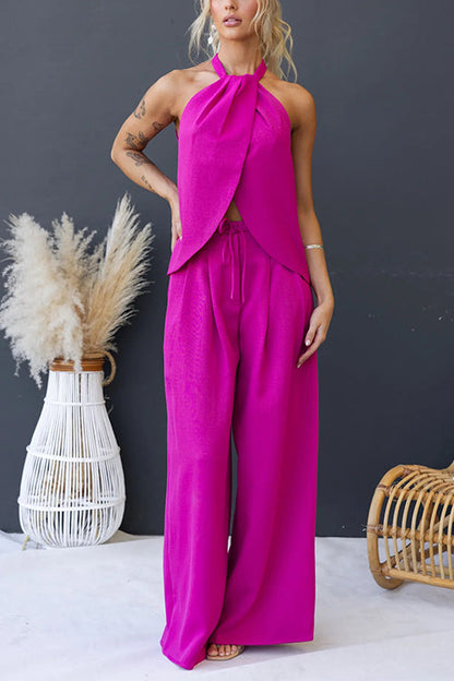 Variant image for Damen-Set: Halterneck-Top, weite Hose, Polyester-1