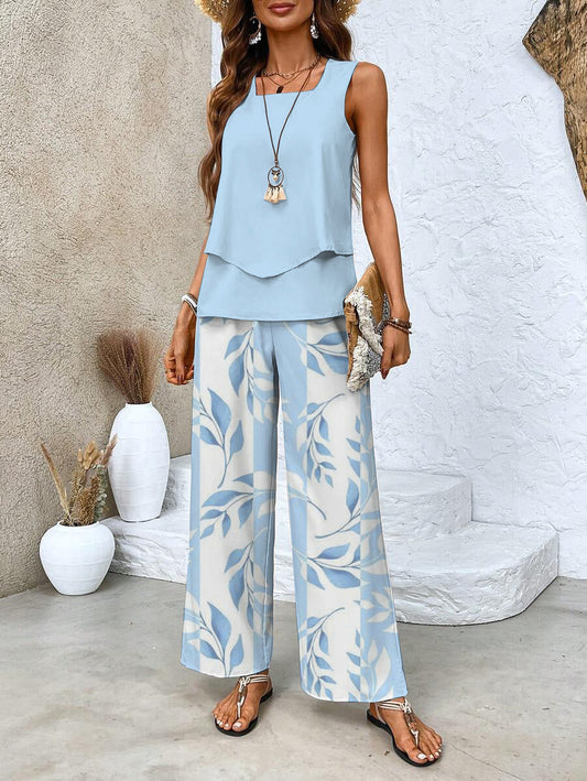 Damen-Sommer-Set, zweiteilig, leichter Stoff-1