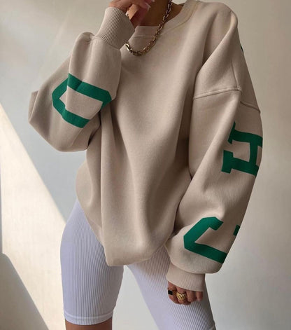 Damen-Oversized-Crop-Pullover, lässig, Baumwolle-5