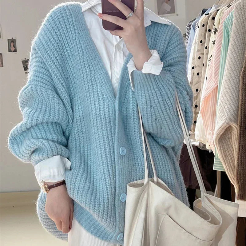 Lange Oversize-Strickjacke für Damen aus Acrylmischung – trendiger Cardigan für Herbst und Winter 7