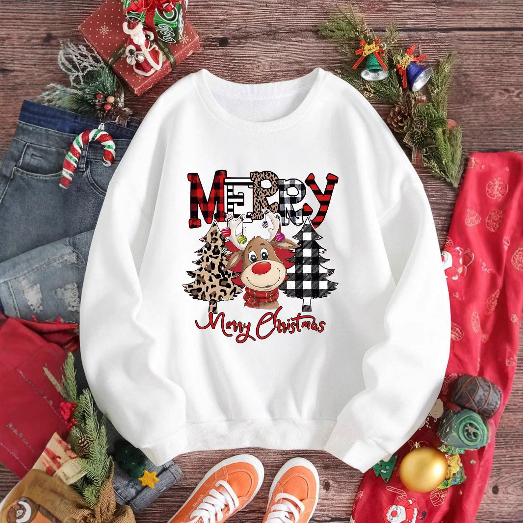 Variant image for Damen-Langarm-Pullover, Festliches, Weihnachtshirsch-Druck, Polyester-1