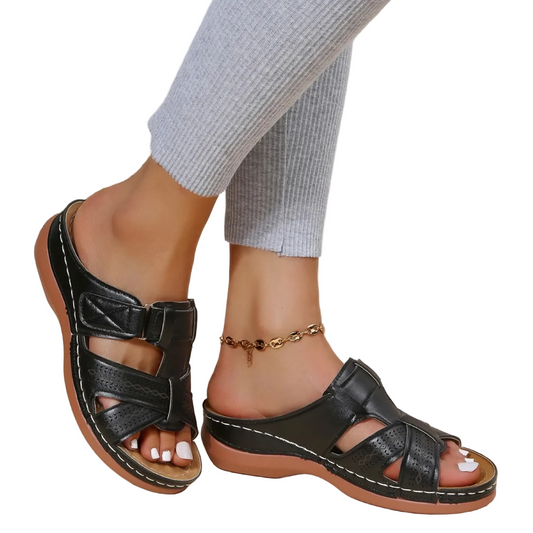 Damen-Sandalen, orthopädisch, Leder, offene Zehe für Komfort und Stil-1