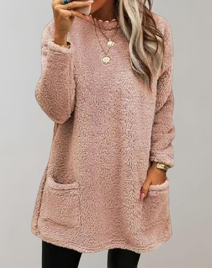 Variantenbild für Damenpullover im Relaxed-Look aus Plüsch, 100% Polyester-2