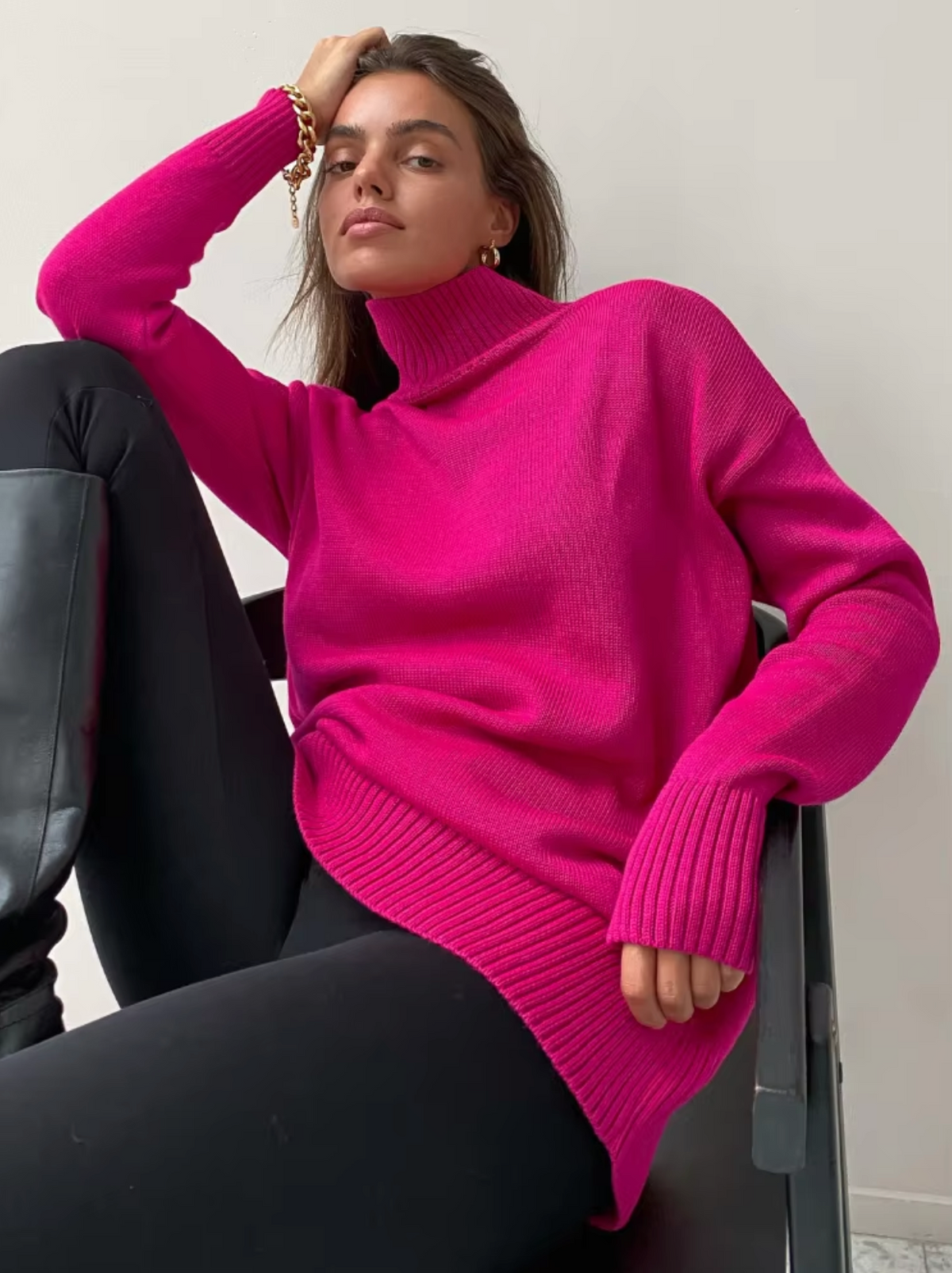 Variant image for Damen-Rollkragenpullover, Oversized, weiche Acrylmischung-5