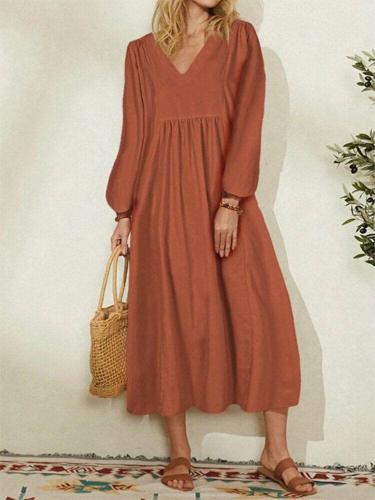 Variant image for Damen-Kleid, leicht, Baumwolle, knielang, elegant, für den Sommer-1