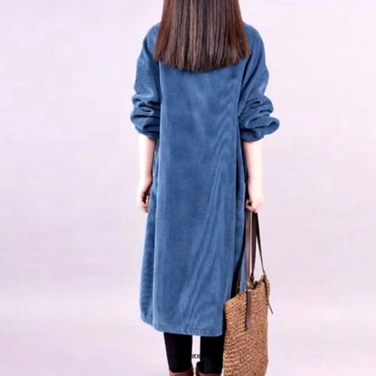 Damen Winterkleid Langarm Hoher Kragen Fleece Plusgröße-2
