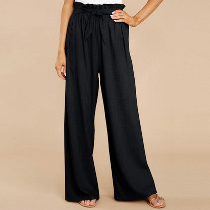 Damen-Hose, leichtes Polyester, hohe Taille-2