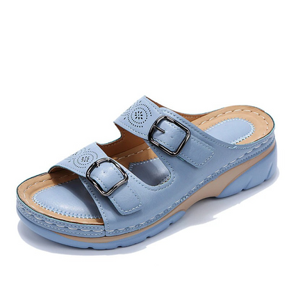 Damen-Sandalen, Leder, elegantes Design, verstellbare Riemen-5