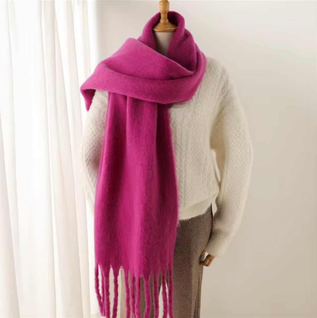 Winterschal für Damen aus kaschmirähnlichem Material mit langen Fransen – Elegantes und vielseitiges Pashmina-Design 7