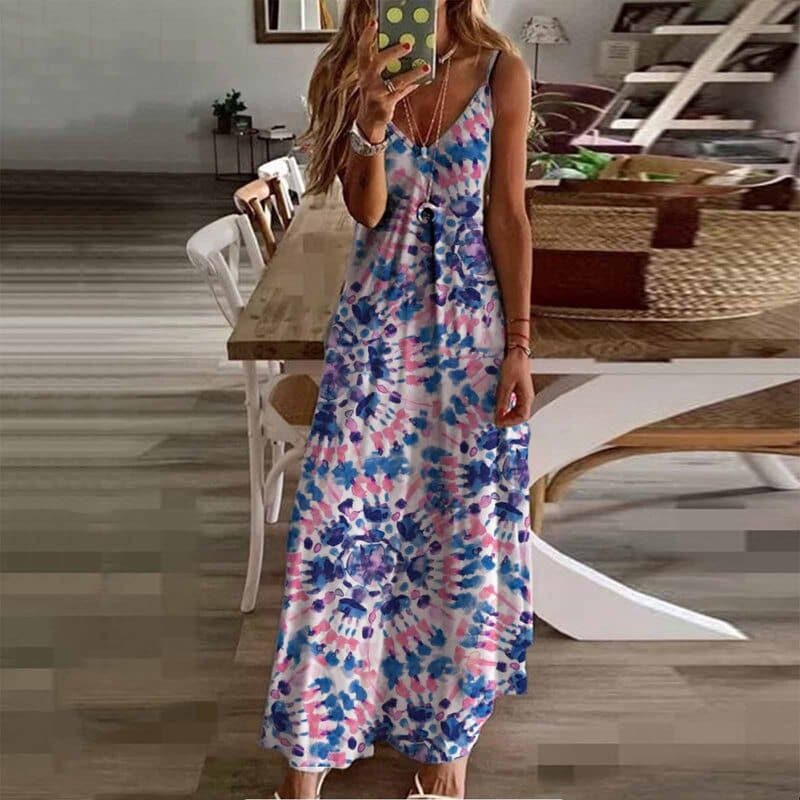 Damen-Maxikleid, Ärmelloser Eleganter Atmungsaktiver Stoff-1