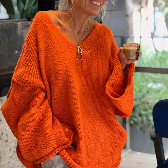 Damen-Pullover mit V-Ausschnitt aus weichem Mix – leicht gestrickt, lockerer Schnitt für Komfort und Eleganz, Größen S-XL 3