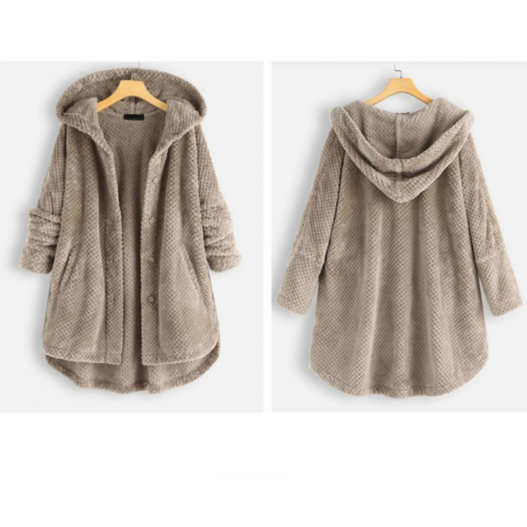 Damen-Fleecejacke, wendbar, mit Kapuze, weiches Polyester-4