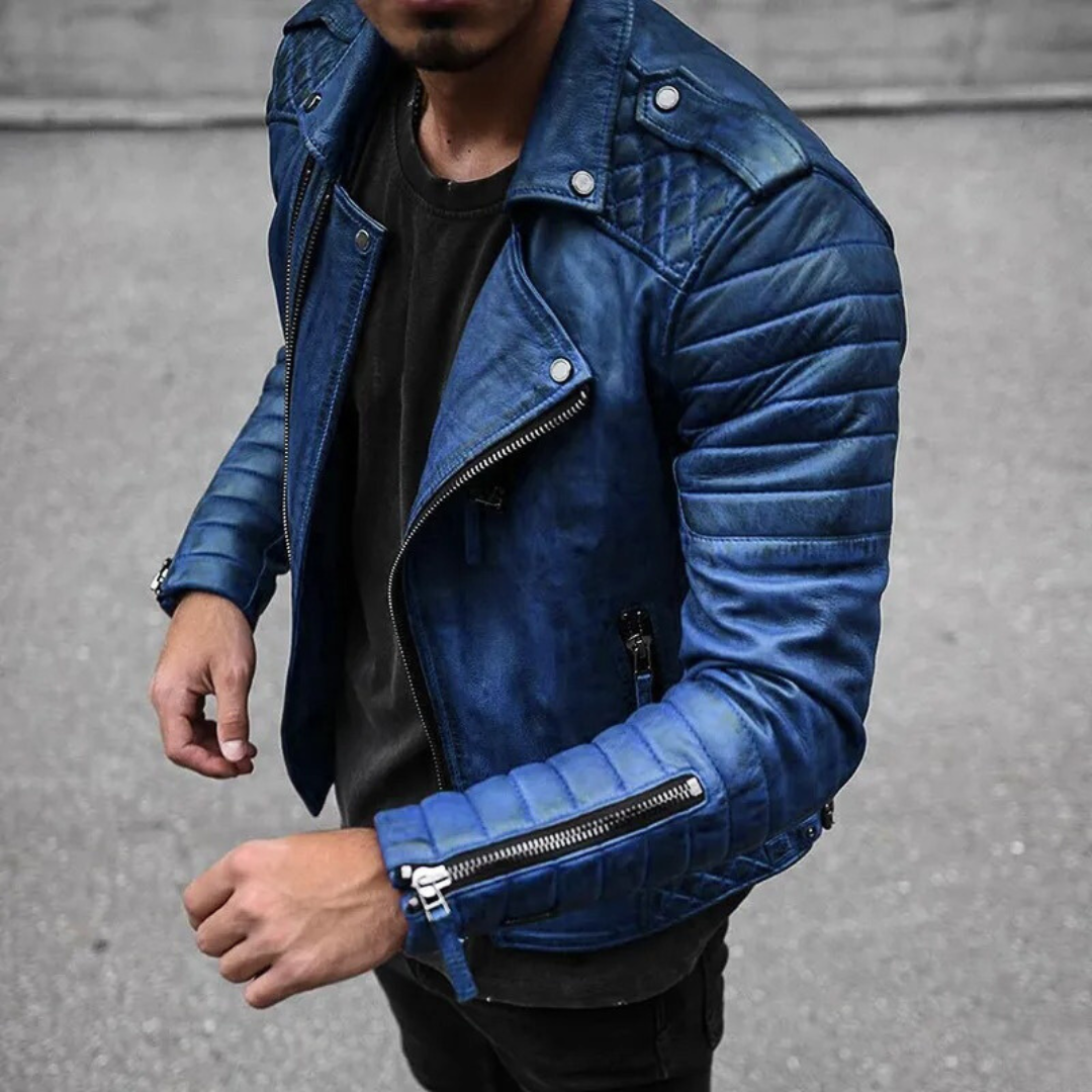 Herren-Lederjacke, Leder, exklusives Design, tailliert-4