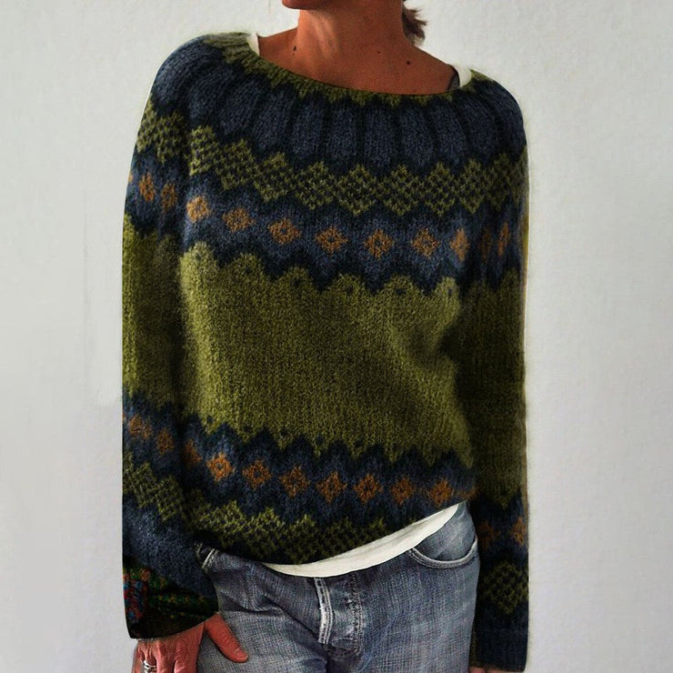 Damen-Strickjacke, geometrisches Muster, weiche Wolle-1