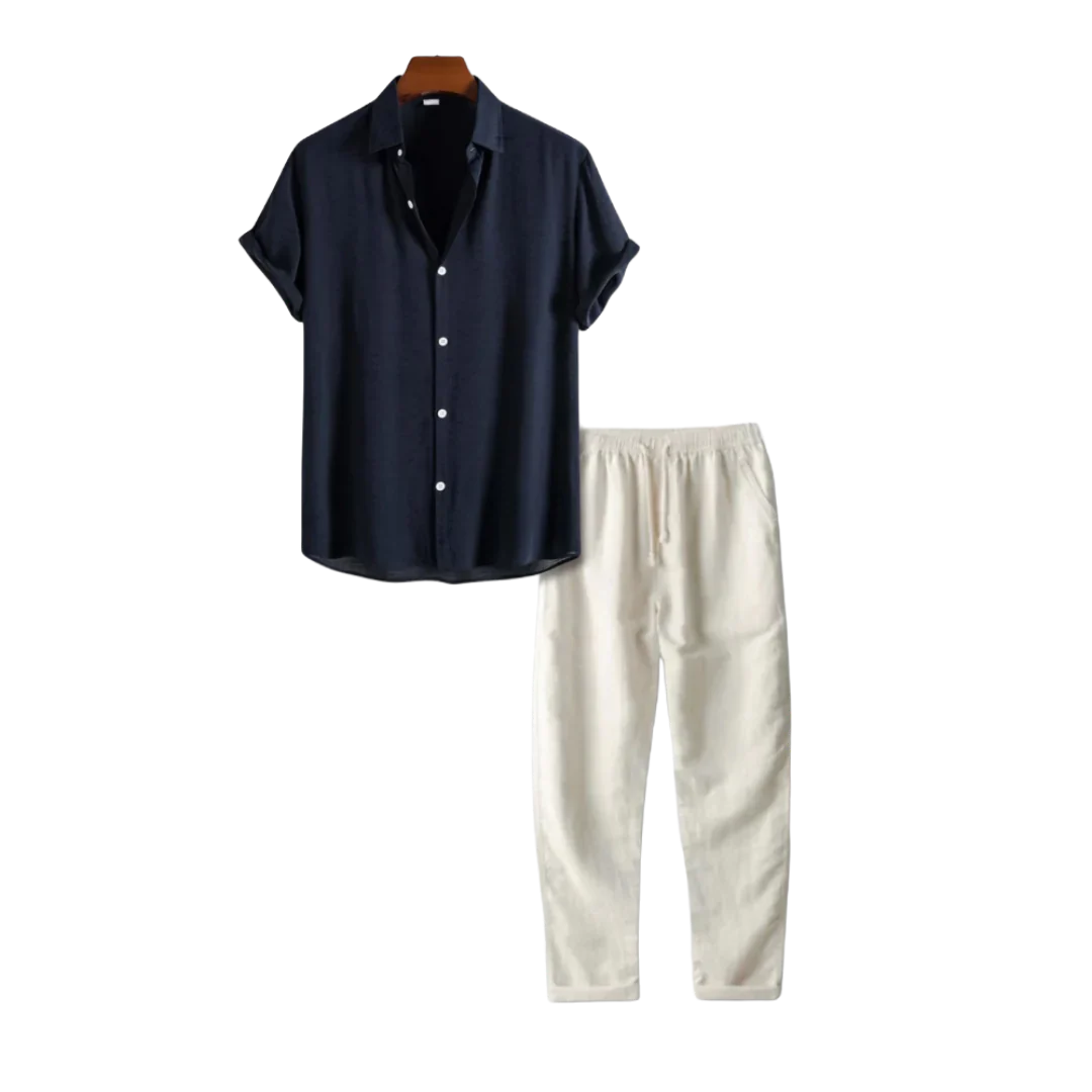 Variant image for Damen-Leinen-Outfit-Set, lässige Hemd und Hose Leinen-Baumwolle-6
