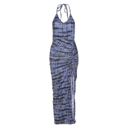 Maxikleid Damen Batik-Design Polyester-Spandex für Sommer-1