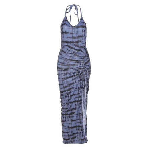 Maxikleid Damen Batik-Design Polyester-Spandex für Sommer-1