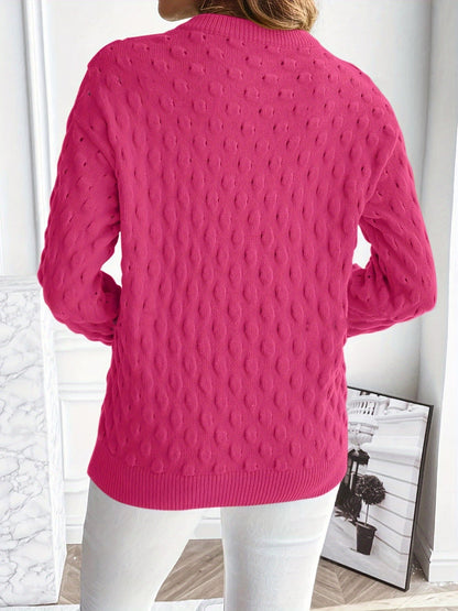 Damenpullover mit monochromem Punktmuster aus nachhaltigem Strickstoff – entspannte Passform für kalte Tage 5