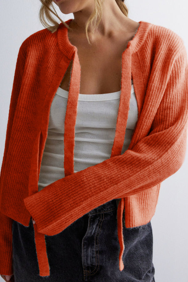 Damen-Cardigan, Schnürung, Strick, eleganter Herbst-4
